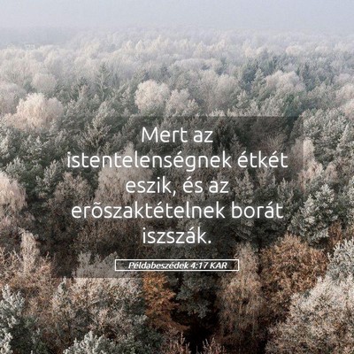 Picture 05 - Példabeszédek 4:17 KAR - Mert az istentelenségnek étkét eszik, és az - Bible Verse Picture