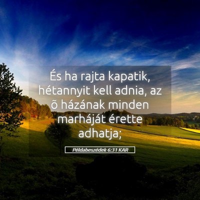 Picture 05 - Példabeszédek 6:31 KAR - És ha rajta kapatik, hétannyit kell adnia, az - Bible Verse Picture
