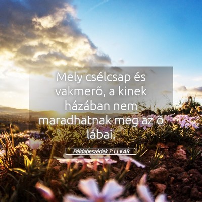 Picture 05 - Példabeszédek 7:11 KAR - Mely csélcsap és vakmerõ, a kinek házában - Bible Verse Picture