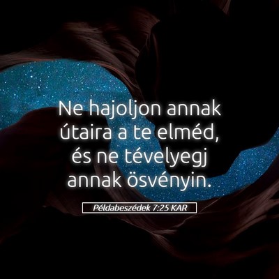 Picture 05 - Példabeszédek 7:25 KAR - Ne hajoljon annak útaira a te elméd, és ne - Bible Verse Picture