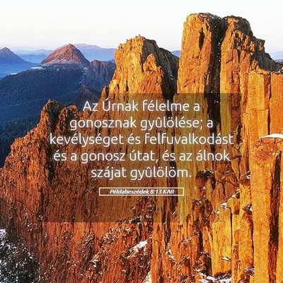 Picture 05 - Példabeszédek 8:13 KAR - Az Úrnak félelme a gonosznak gyûlölése; a - Bible Verse Picture