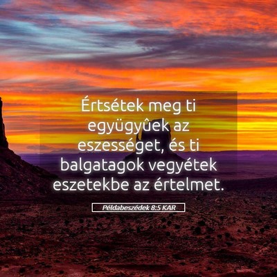 Picture 05 - Példabeszédek 8:5 KAR - Értsétek meg ti együgyûek az eszességet, és - Bible Verse Picture
