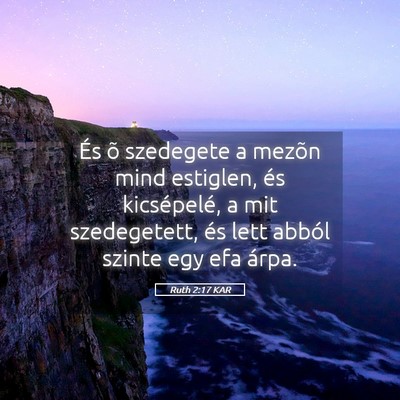 Picture 05 - Ruth 2:17 KAR - És õ szedegete a mezõn mind estiglen, és - Bible Verse Picture