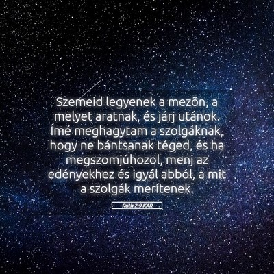Picture 05 - Ruth 2:9 KAR - Szemeid legyenek a mezõn, a melyet aratnak, és - Bible Verse Picture