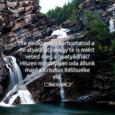 Picture 05 - Róma 14:10 KAR - Te pedig miért kárhoztatod a te atyádfiát? - Bible Verse Picture