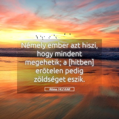 Picture 05 - Róma 14:2 KAR - Némely ember azt hiszi, hogy mindent megehetik; - Bible Verse Picture