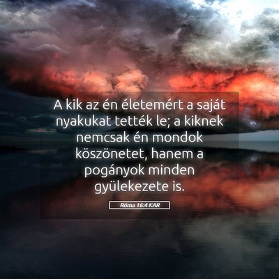 Picture 05 - Róma 16:4 KAR - A kik az én életemért a saját nyakukat - Bible Verse Picture