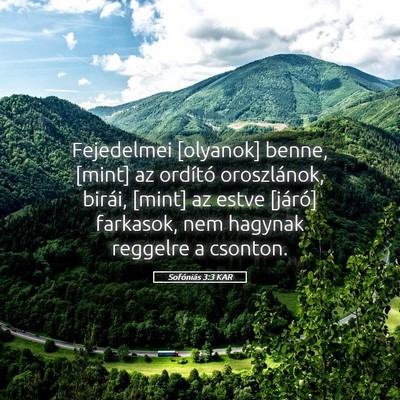 Picture 05 - Sofóniás 3:3 KAR - Fejedelmei [olyanok] benne, [mint] az ordító - Bible Verse Picture