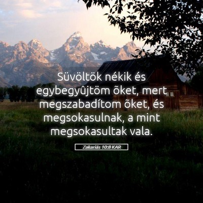 Picture 05 - Zakariás 10:8 KAR - Süvöltök nékik és egybegyûjtöm õket, mert - Bible Verse Picture