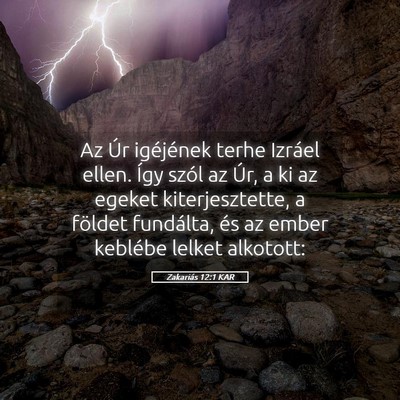 Picture 05 - Zakariás 12:1 KAR - Az Úr igéjének terhe Izráel ellen. Így szól - Bible Verse Picture