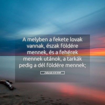 Picture 05 - Zakariás 6:6 KAR - A melyben a fekete lovak vannak, észak földére - Bible Verse Picture