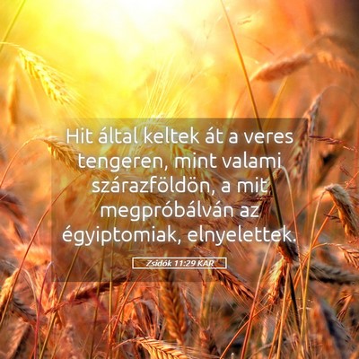 Picture 05 - Zsidók 11:29 KAR - Hit által keltek át a veres tengeren, mint - Bible Verse Picture