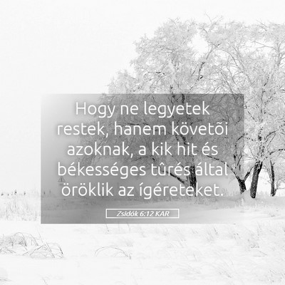 Picture 05 - Zsidók 6:12 KAR - Hogy ne legyetek restek, hanem követõi azoknak, - Bible Verse Picture