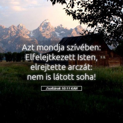 Picture 05 - Zsoltárok 10:11 KAR - Azt mondja szívében: Elfelejtkezett Isten, - Bible Verse Picture