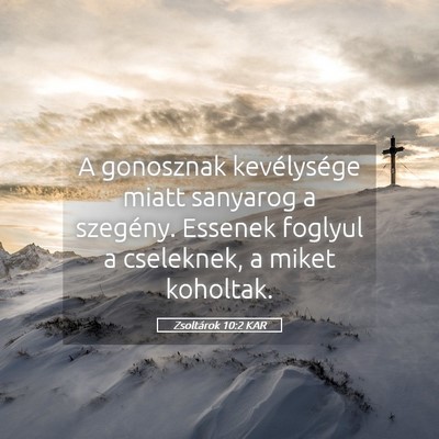 Picture 05 - Zsoltárok 10:2 KAR - A gonosznak kevélysége miatt sanyarog a - Bible Verse Picture