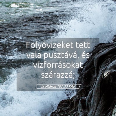 Picture 05 - Zsoltárok 107:33 KAR - Folyóvizeket tett vala pusztává, és - Bible Verse Picture