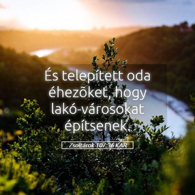 Picture 05 - Zsoltárok 107:36 KAR - És telepített oda éhezõket, hogy - Bible Verse Picture
