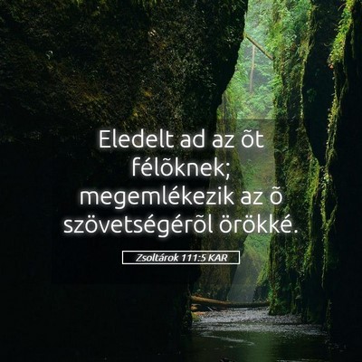 Picture 05 - Zsoltárok 111:5 KAR - Eledelt ad az õt félõknek; megemlékezik az õ - Bible Verse Picture