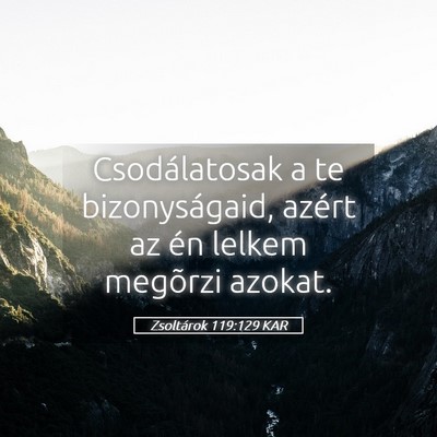 Picture 05 - Zsoltárok 119:129 KAR - Csodálatosak a te bizonyságaid, azért az én - Bible Verse Picture