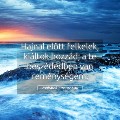 Picture 05 - Zsoltárok 119:147 KAR - Hajnal elõtt felkelek, kiáltok hozzád; a te - Bible Verse Picture