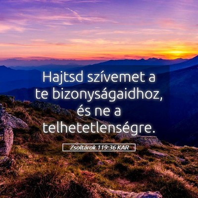 Picture 05 - Zsoltárok 119:36 KAR - Hajtsd szívemet a te bizonyságaidhoz, és ne a - Bible Verse Picture