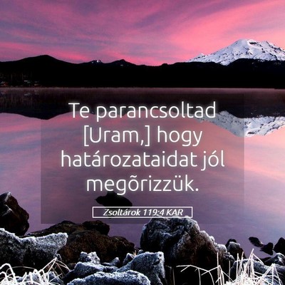 Picture 05 - Zsoltárok 119:4 KAR - Te parancsoltad [Uram,] hogy határozataidat jól - Bible Verse Picture