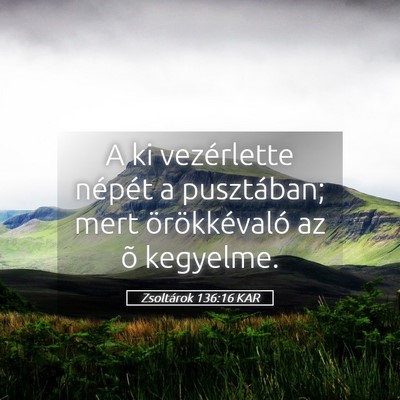 Picture 05 - Zsoltárok 136:16 KAR - A ki vezérlette népét a pusztában; mert - Bible Verse Picture