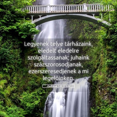 Picture 05 - Zsoltárok 144:13 KAR - Legyenek telve tárházaink, eledelt eledelre - Bible Verse Picture