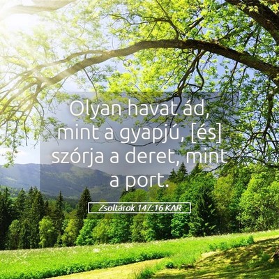 Picture 05 - Zsoltárok 147:16 KAR - Olyan havat ád, mint a gyapjú, [és] szórja a - Bible Verse Picture