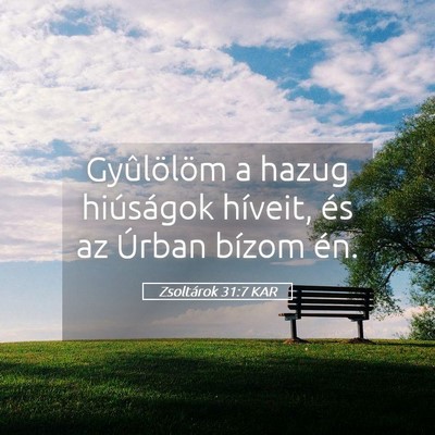 Picture 05 - Zsoltárok 31:7 KAR - Gyûlölöm a hazug hiúságok híveit, és az - Bible Verse Picture