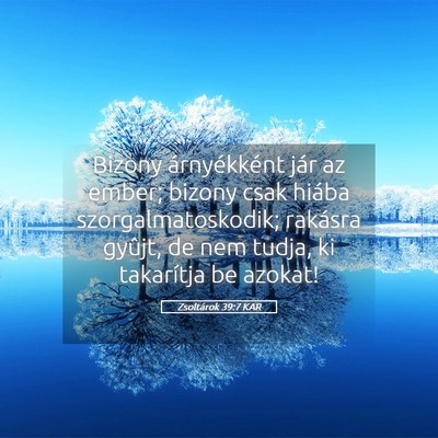 Picture 05 - Zsoltárok 39:7 KAR - Bizony árnyékként jár az ember; bizony csak - Bible Verse Picture