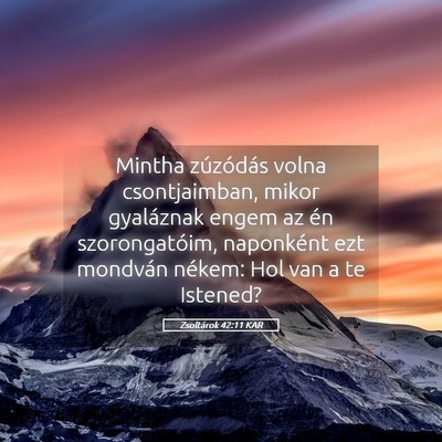 Picture 05 - Zsoltárok 42:11 KAR - Mintha zúzódás volna csontjaimban, mikor - Bible Verse Picture