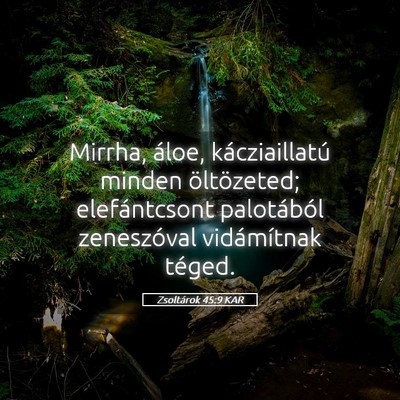 Picture 05 - Zsoltárok 45:9 KAR - Mirrha, áloe, kácziaillatú minden öltözeted; - Bible Verse Picture