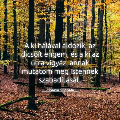 Picture 05 - Zsoltárok 50:23 KAR - A ki hálával áldozik, az dicsõít engem, és - Bible Verse Picture