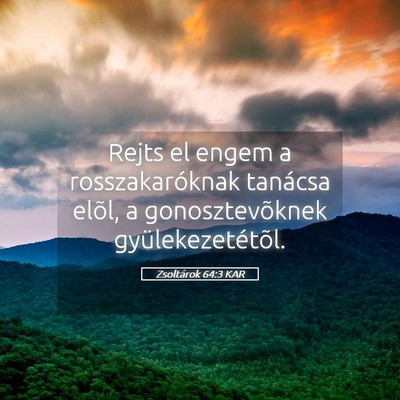 Picture 05 - Zsoltárok 64:3 KAR - Rejts el engem a rosszakaróknak tanácsa elõl, - Bible Verse Picture