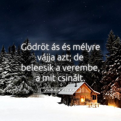 Picture 05 - Zsoltárok 7:16 KAR - Gödröt ás és mélyre vájja azt; de beleesik - Bible Verse Picture