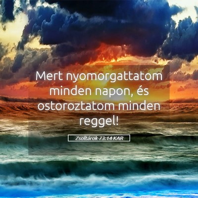 Picture 05 - Zsoltárok 73:14 KAR - Mert nyomorgattatom minden napon, és - Bible Verse Picture