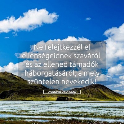 Picture 05 - Zsoltárok 74:23 KAR - Ne felejtkezzél el ellenségeidnek szaváról, - Bible Verse Picture