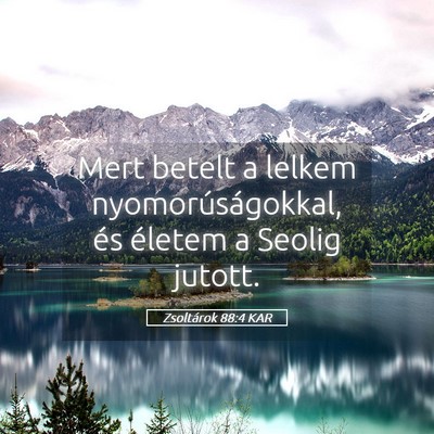 Picture 05 - Zsoltárok 88:4 KAR - Mert betelt a lelkem nyomorúságokkal, és - Bible Verse Picture