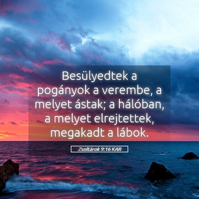 Picture 05 - Zsoltárok 9:16 KAR - Besülyedtek a pogányok a verembe, a melyet - Bible Verse Picture