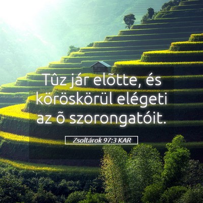 Picture 05 - Zsoltárok 97:3 KAR - Tûz jár elõtte, és köröskörül elégeti az - Bible Verse Picture