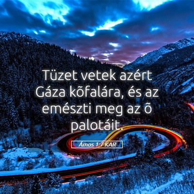 Picture 05 - Ámos 1:7 KAR - Tüzet vetek azért Gáza kõfalára, és az - Bible Verse Picture