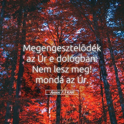 Picture 05 - Ámos 7:3 KAR - Megengesztelõdék az Úr e dologban: Nem lesz - Bible Verse Picture