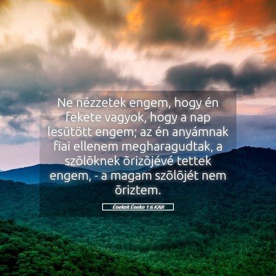 Picture 05 - Énekek Éneke 1:6 KAR - Ne nézzetek engem, hogy én fekete vagyok, hogy - Bible Verse Picture