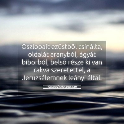Picture 05 - Énekek Éneke 3:10 KAR - Oszlopait ezüstbõl csinálta, oldalát - Bible Verse Picture