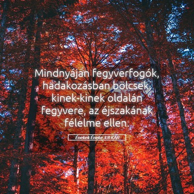 Picture 05 - Énekek Éneke 3:8 KAR - Mindnyájan fegyverfogók, hadakozásban - Bible Verse Picture