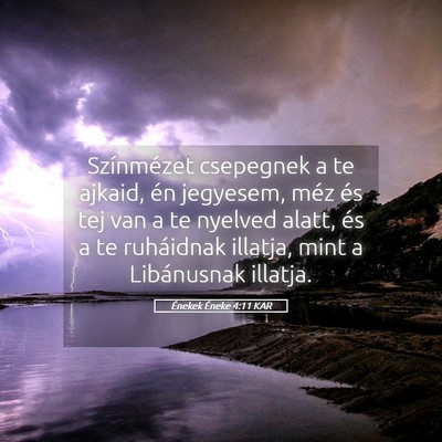 Picture 05 - Énekek Éneke 4:11 KAR - Színmézet csepegnek a te ajkaid, én jegyesem, - Bible Verse Picture