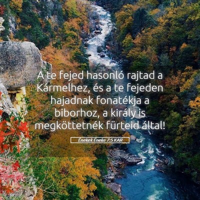 Picture 05 - Énekek Éneke 7:5 KAR - A te fejed hasonló rajtad a Kármelhez, és a te - Bible Verse Picture