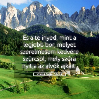 Picture 05 - Énekek Éneke 7:9 KAR - És a te ínyed, mint a legjobb bor, melyet - Bible Verse Picture