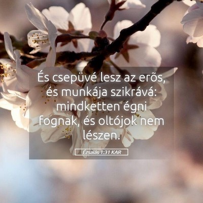 Picture 05 - Ézsaiás 1:31 KAR - És csepüvé lesz az erõs, és munkája - Bible Verse Picture